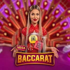 Mega Baccarat online game logo by Pragmatic Play on spinogrinoo.co.nl